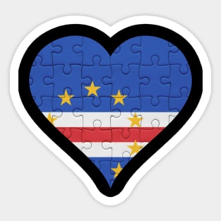 Cape Verdean Jigsaw Puzzle Heart Design - Gift for Cape Verdean With Cape Verde Roots Sticker